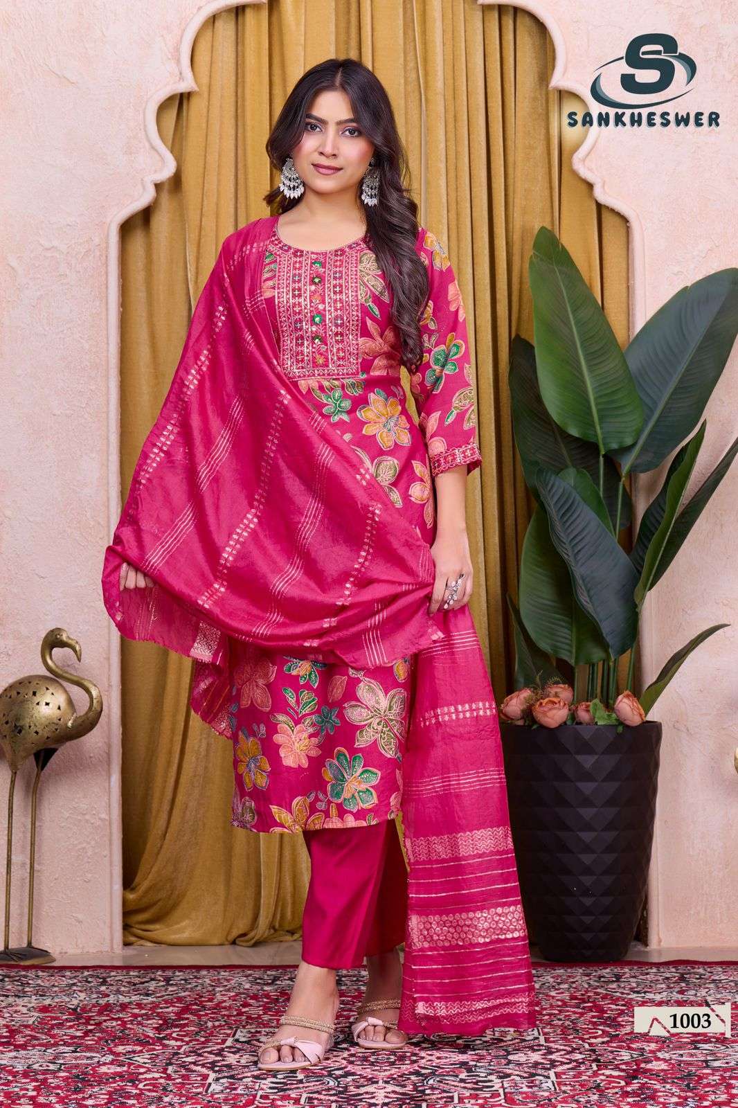 SANKHESWER BRAND LAUNCHING NEW VARTICAN FOIL DECHARGE PRINT KURTI SET SUFIYANA VOL-1