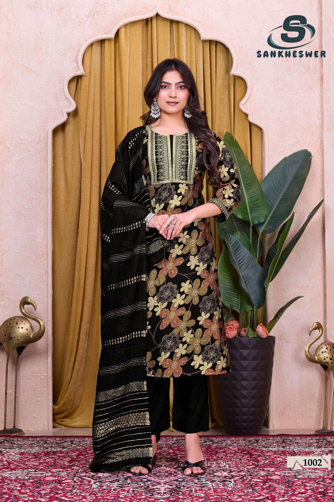 SANKHESWER BRAND LAUNCHING NEW VARTICAN FOIL DECHARGE PRINT KURTI SET SUFIYANA VOL-1