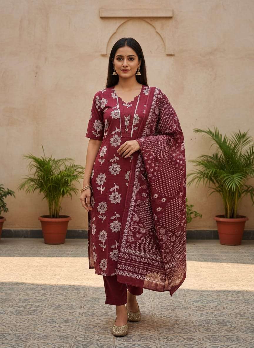 SUMMER COTTON KURTI SET COMFORTABLE TO DAILY WEAR