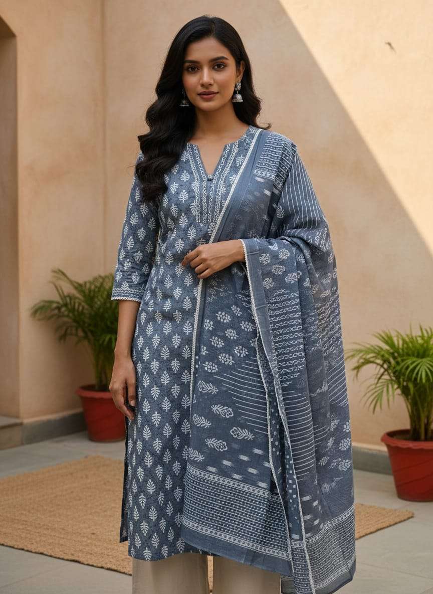 SUMMER COTTON KURTI SET COMFORTABLE TO DAILY WEAR