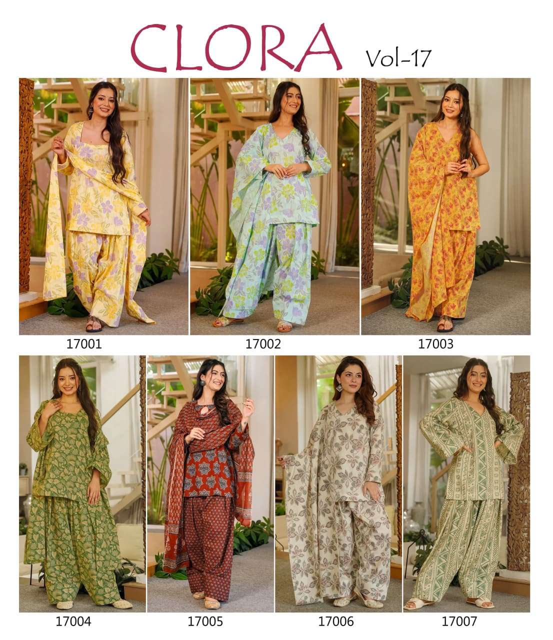  3PCS BEAUTIFUL COTTON PRINTED KURTI, SALWAR WITH DUPATTA COLLECTION CLORA VOL-17