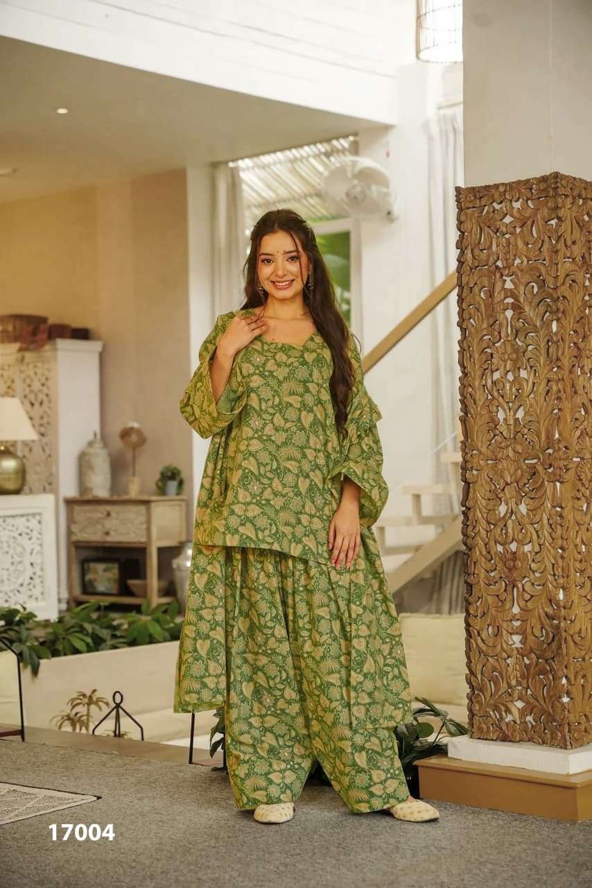  3PCS BEAUTIFUL COTTON PRINTED KURTI, SALWAR WITH DUPATTA COLLECTION CLORA VOL-17