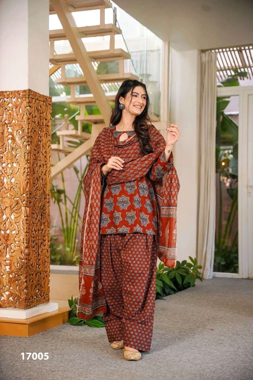  3PCS BEAUTIFUL COTTON PRINTED KURTI, SALWAR WITH DUPATTA COLLECTION CLORA VOL-17