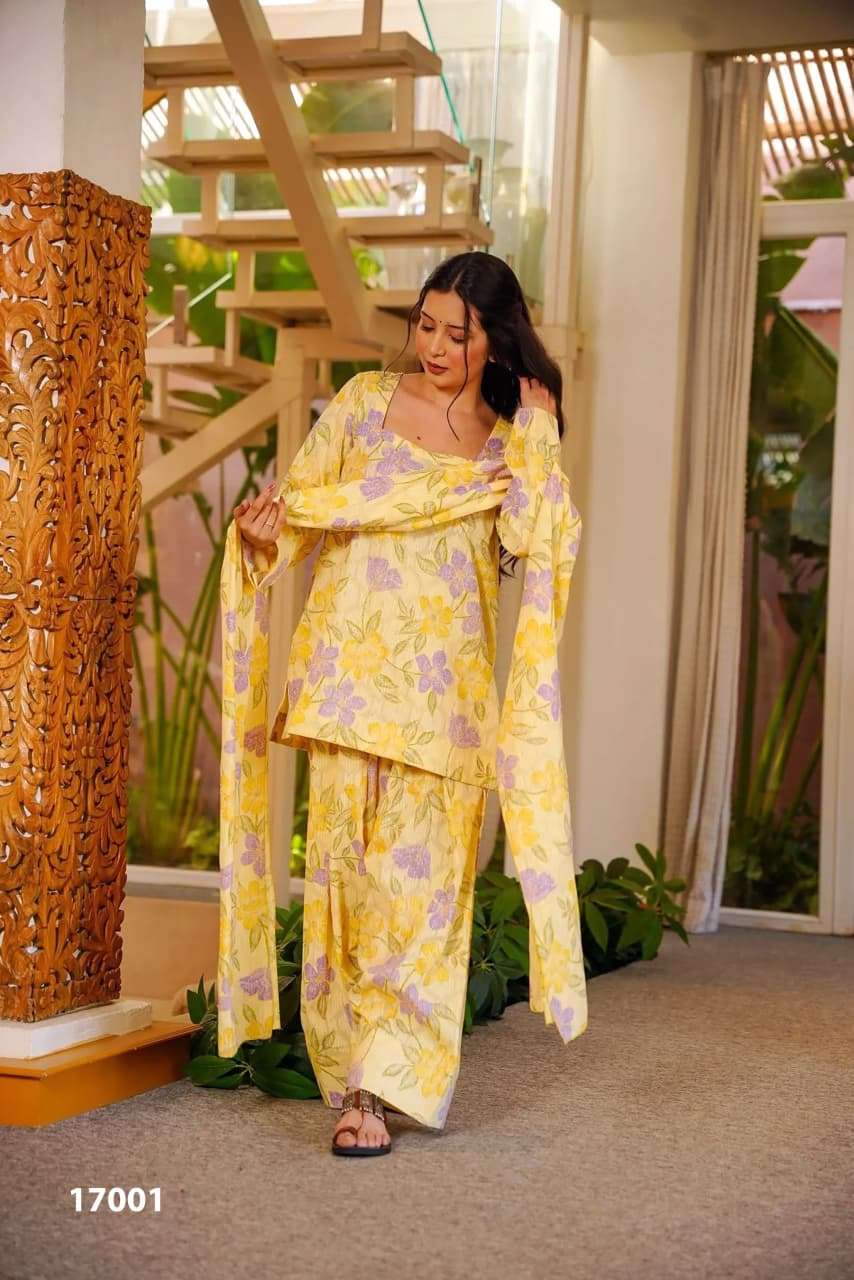  3PCS BEAUTIFUL COTTON PRINTED KURTI, SALWAR WITH DUPATTA COLLECTION CLORA VOL-17