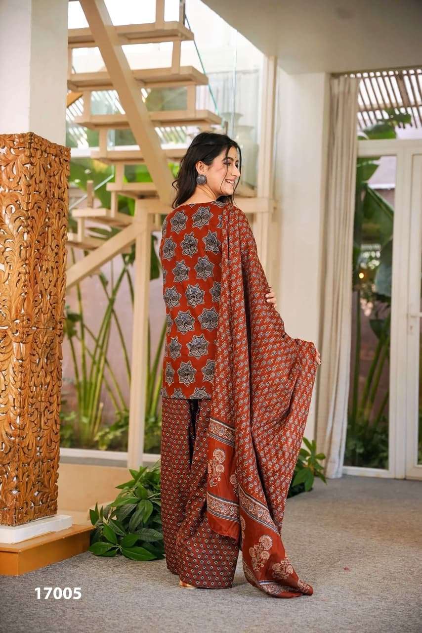  3PCS BEAUTIFUL COTTON PRINTED KURTI, SALWAR WITH DUPATTA COLLECTION CLORA VOL-17