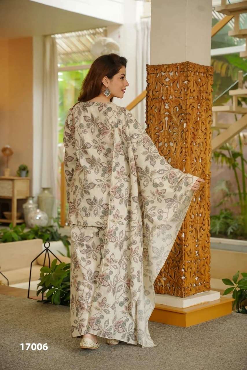  3PCS BEAUTIFUL COTTON PRINTED KURTI, SALWAR WITH DUPATTA COLLECTION CLORA VOL-17