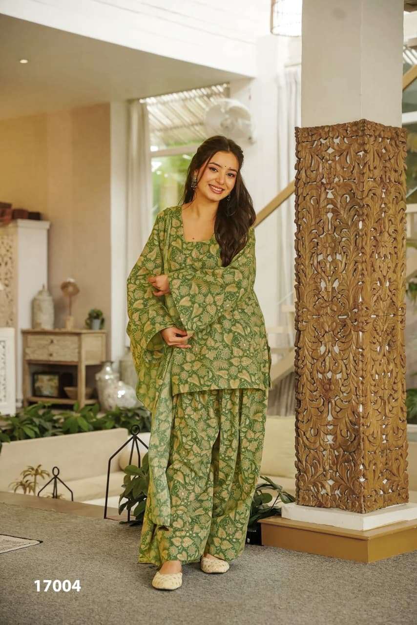  3PCS BEAUTIFUL COTTON PRINTED KURTI, SALWAR WITH DUPATTA COLLECTION CLORA VOL-17