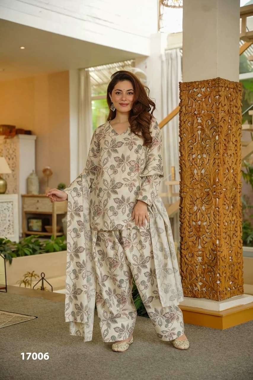  3PCS BEAUTIFUL COTTON PRINTED KURTI, SALWAR WITH DUPATTA COLLECTION CLORA VOL-17