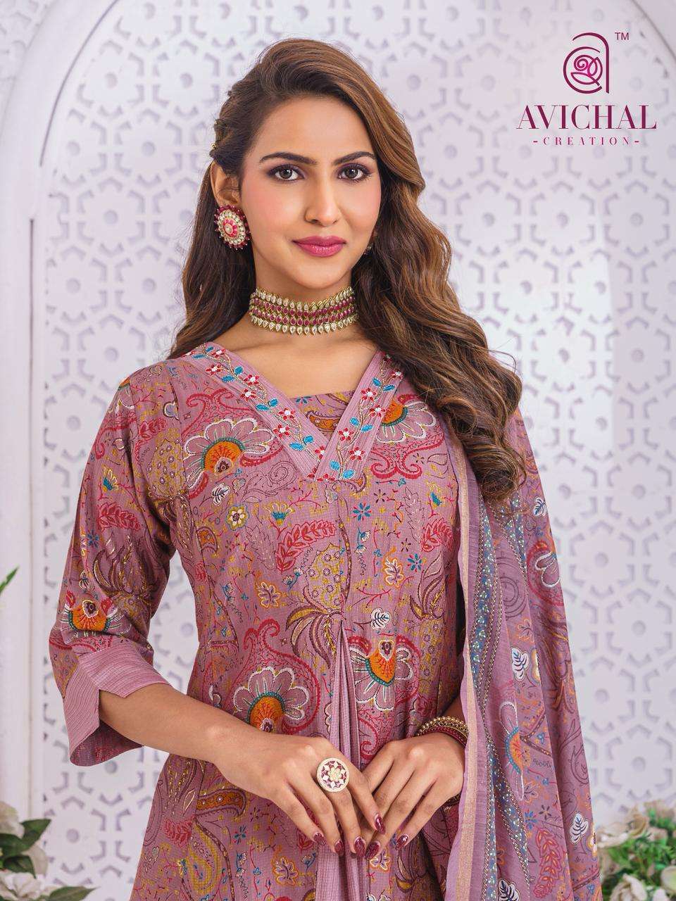 AVICHAL CREATION LAUNCH BERLIN PRINTED WITH EMBROIDERY AND HANDWORK KURTI SET             