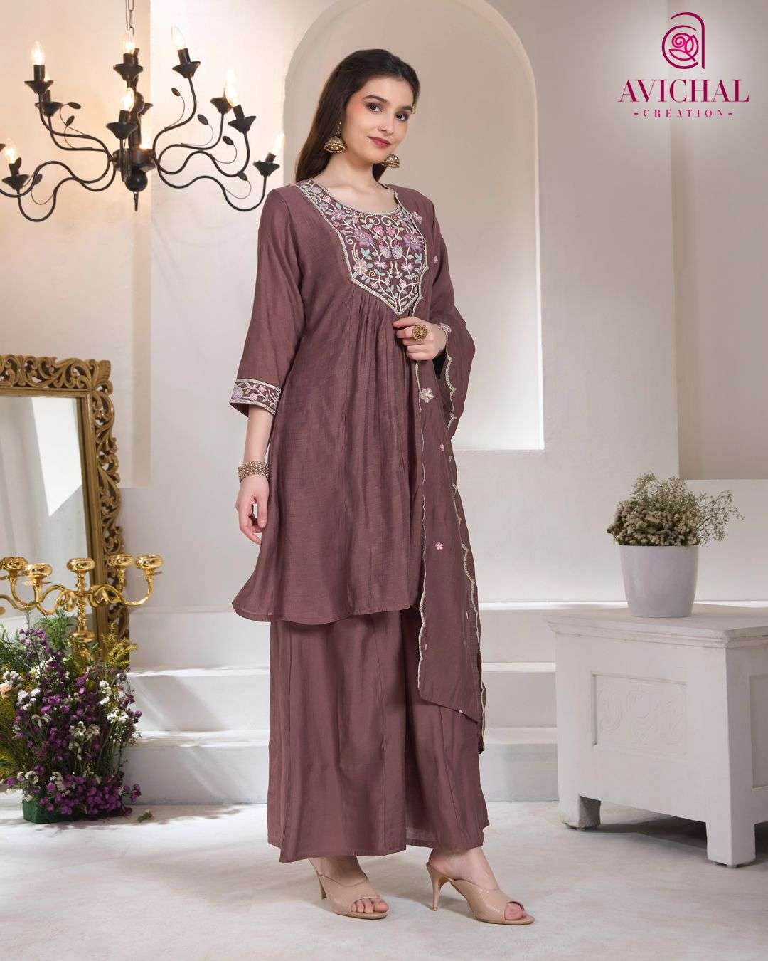 AVICHAL CREATION LAUNCH NEW MAL CHANDERI SHARARA WITH DUPATTA COLLECTION 