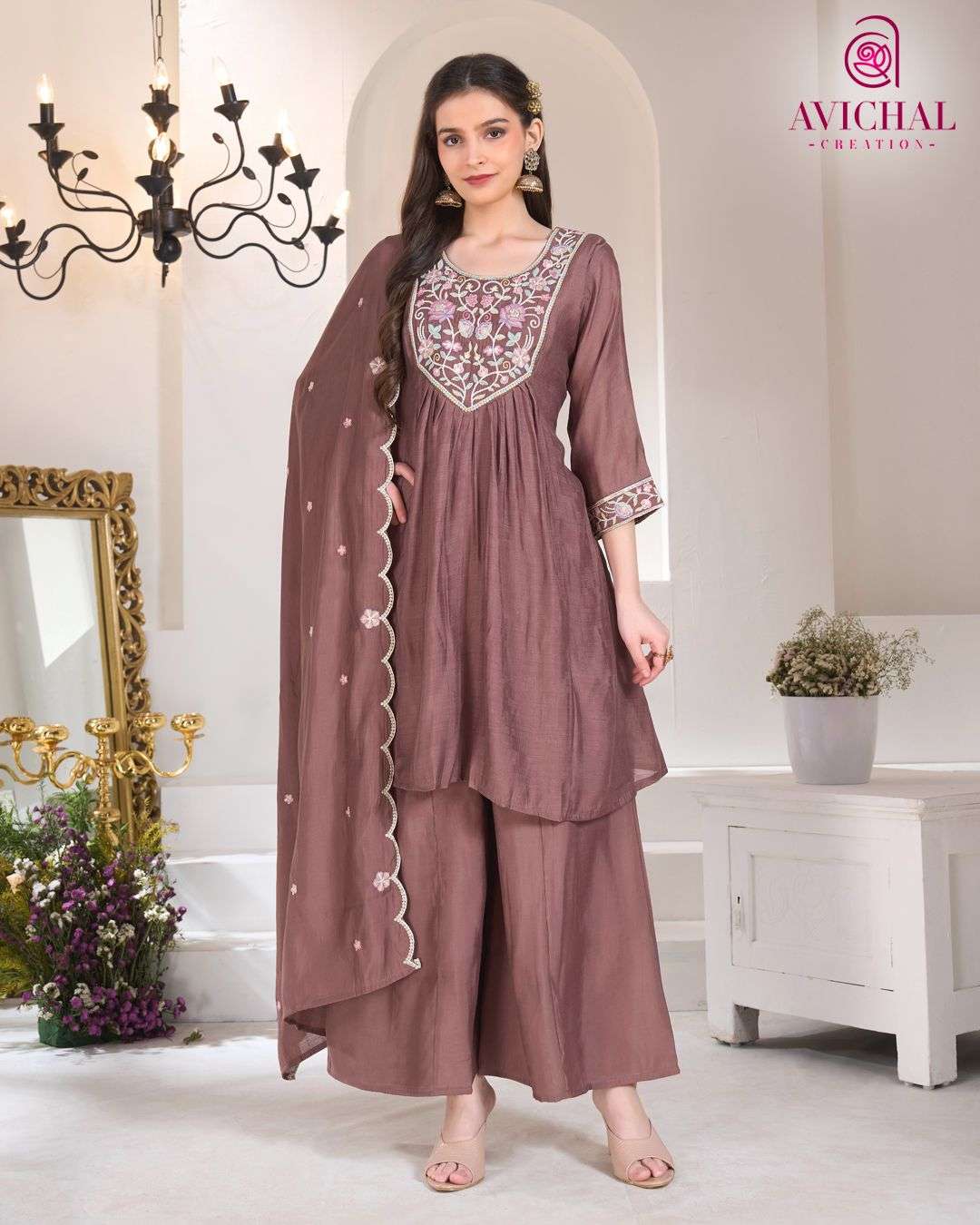 AVICHAL CREATION LAUNCH NEW MAL CHANDERI SHARARA WITH DUPATTA COLLECTION 