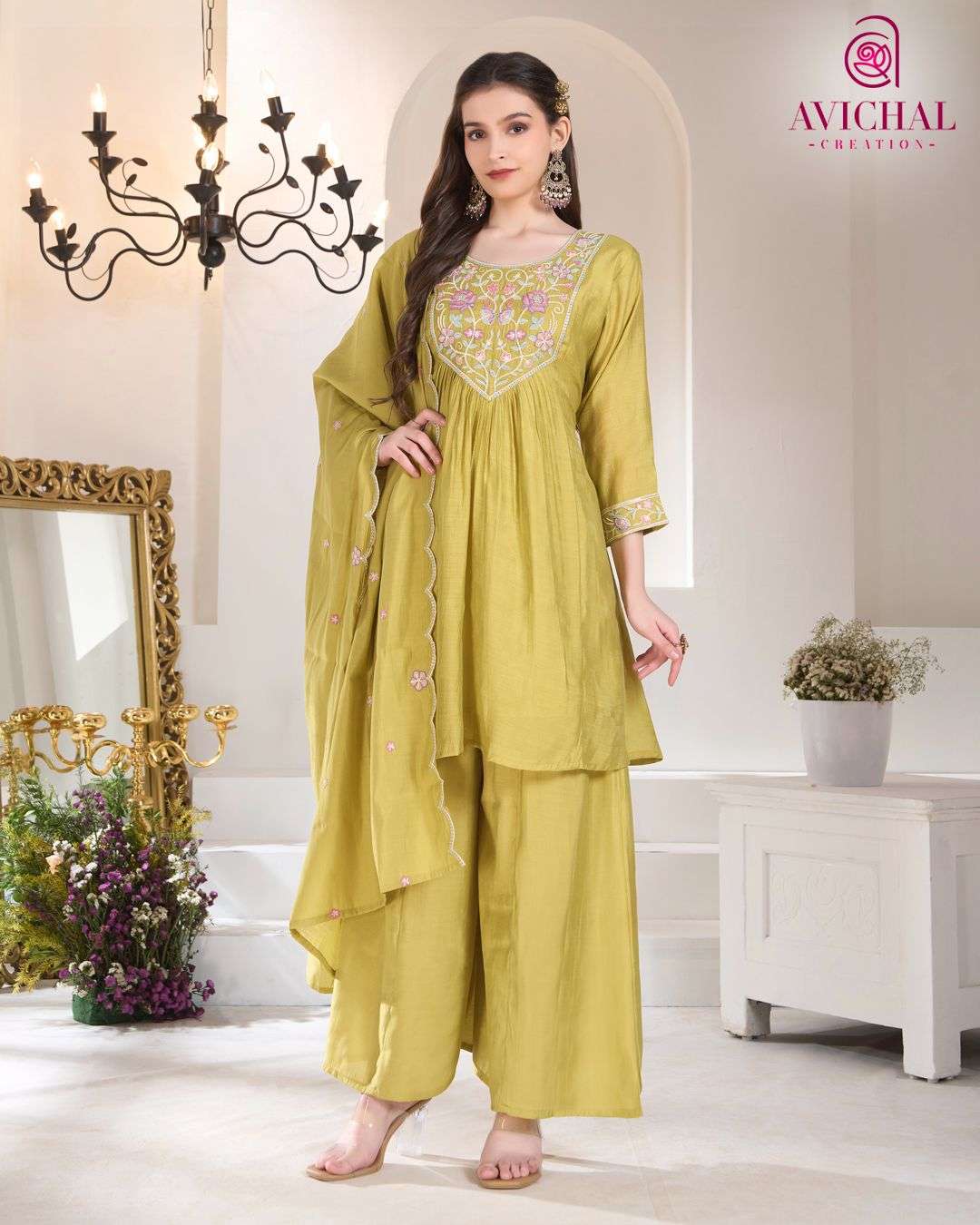 AVICHAL CREATION LAUNCH NEW MAL CHANDERI SHARARA WITH DUPATTA COLLECTION 