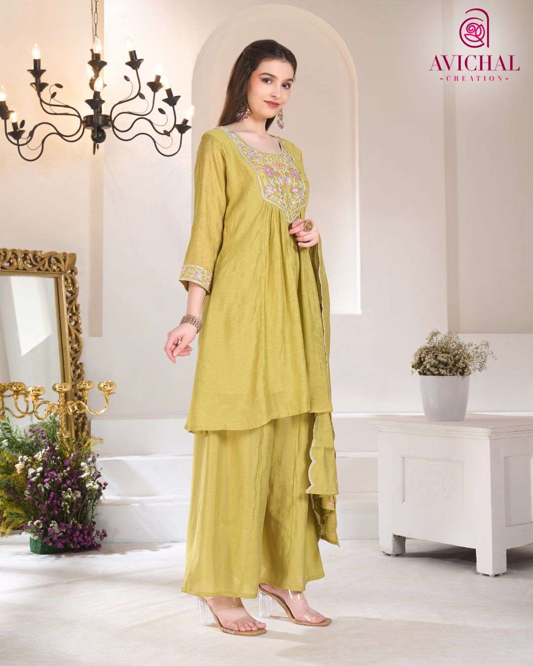 AVICHAL CREATION LAUNCH NEW MAL CHANDERI SHARARA WITH DUPATTA COLLECTION 