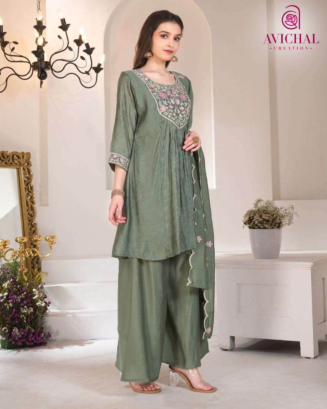 AVICHAL CREATION LAUNCH NEW MAL CHANDERI SHARARA WITH DUPATTA COLLECTION 