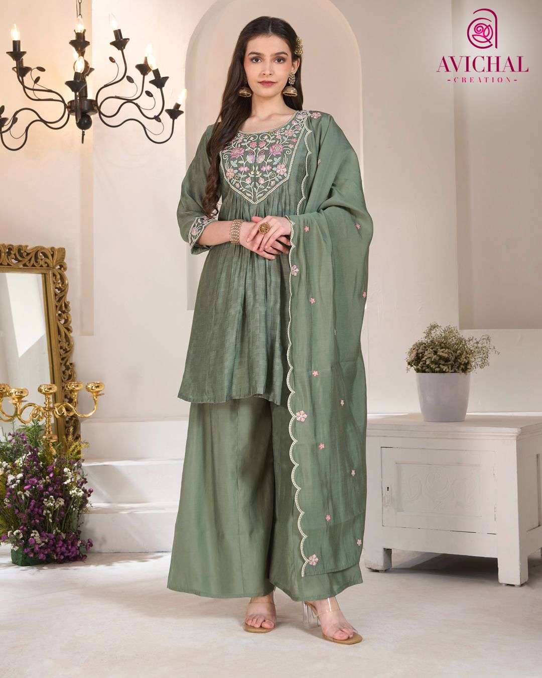 AVICHAL CREATION LAUNCH NEW MAL CHANDERI SHARARA WITH DUPATTA COLLECTION 