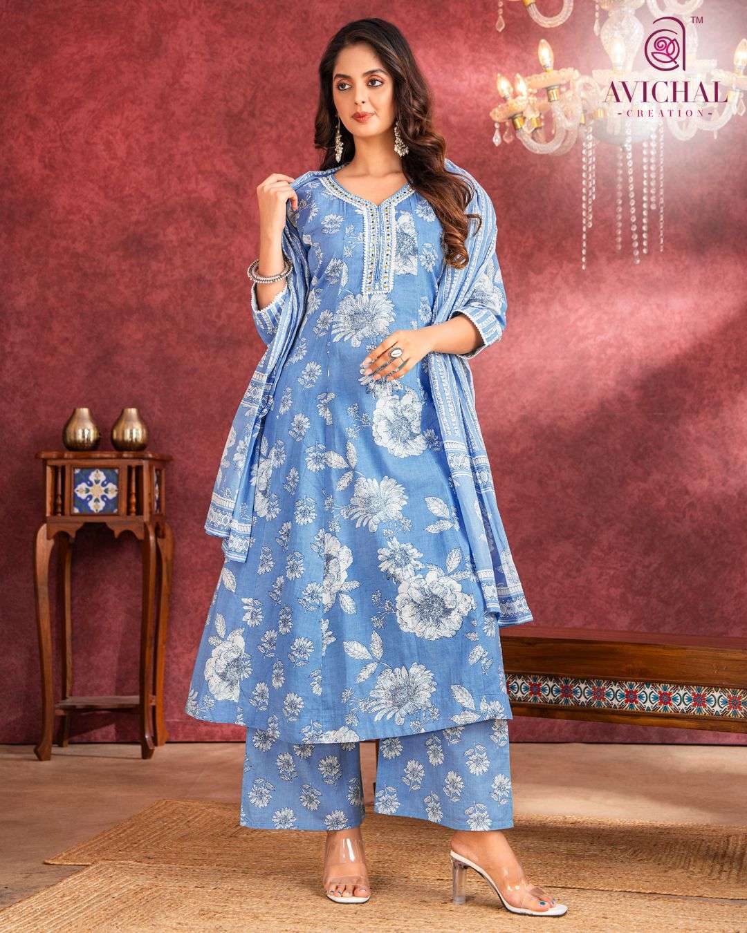 AVICHAL CREATION LAUNCH NEW PURE COTTON PRINTED FABRIC KURTI SET