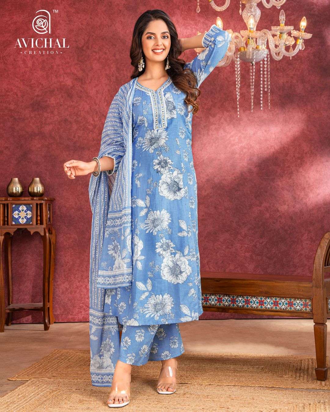 AVICHAL CREATION LAUNCH NEW PURE COTTON PRINTED FABRIC KURTI SET