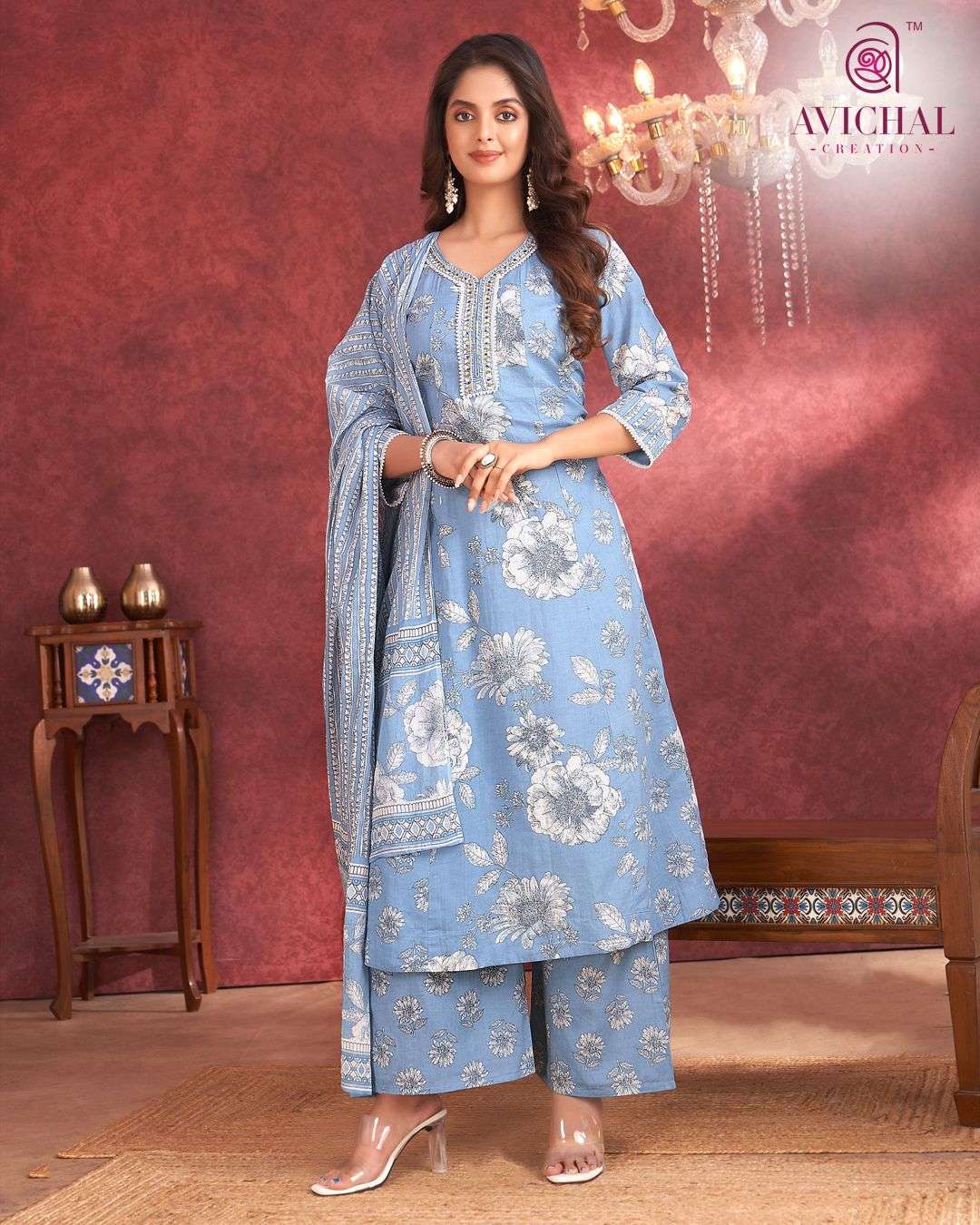 AVICHAL CREATION LAUNCH NEW PURE COTTON PRINTED FABRIC KURTI SET