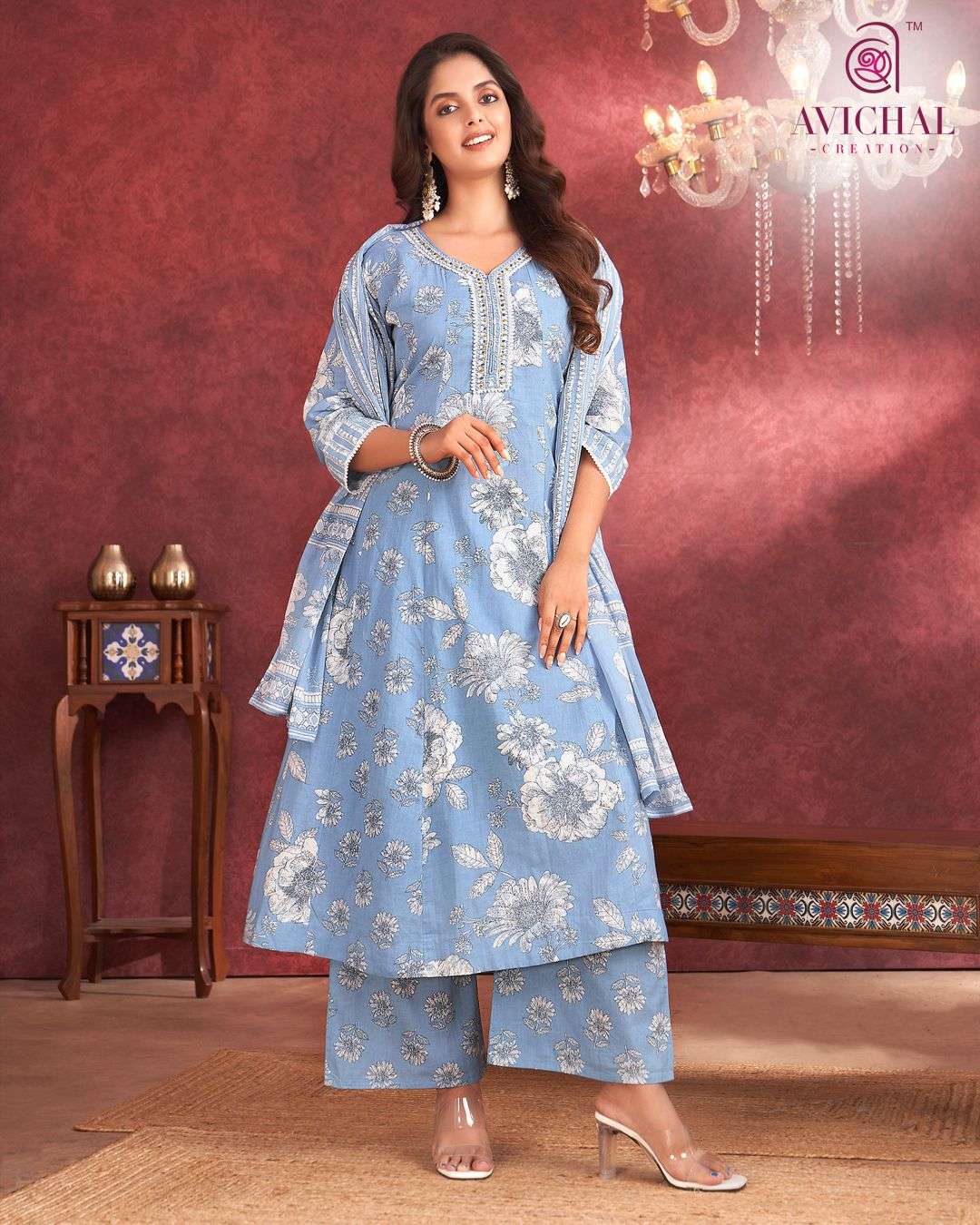 AVICHAL CREATION LAUNCH NEW PURE COTTON PRINTED FABRIC KURTI SET