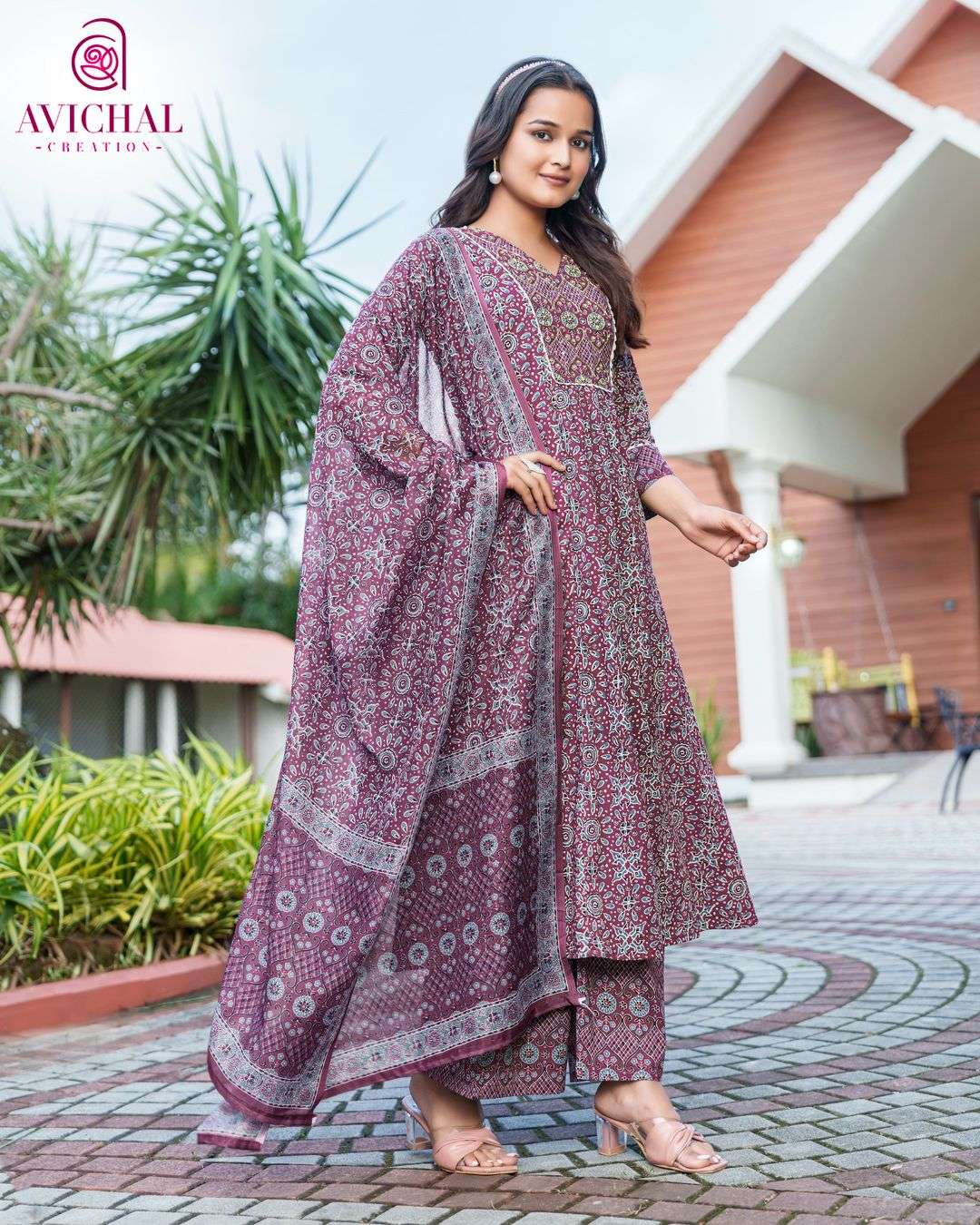 AVICHAL CREATION LAUNCH PURE COTTON PRINTED FABRIC WITH DELICATE HANDWORK KURTI SET COLLECTION