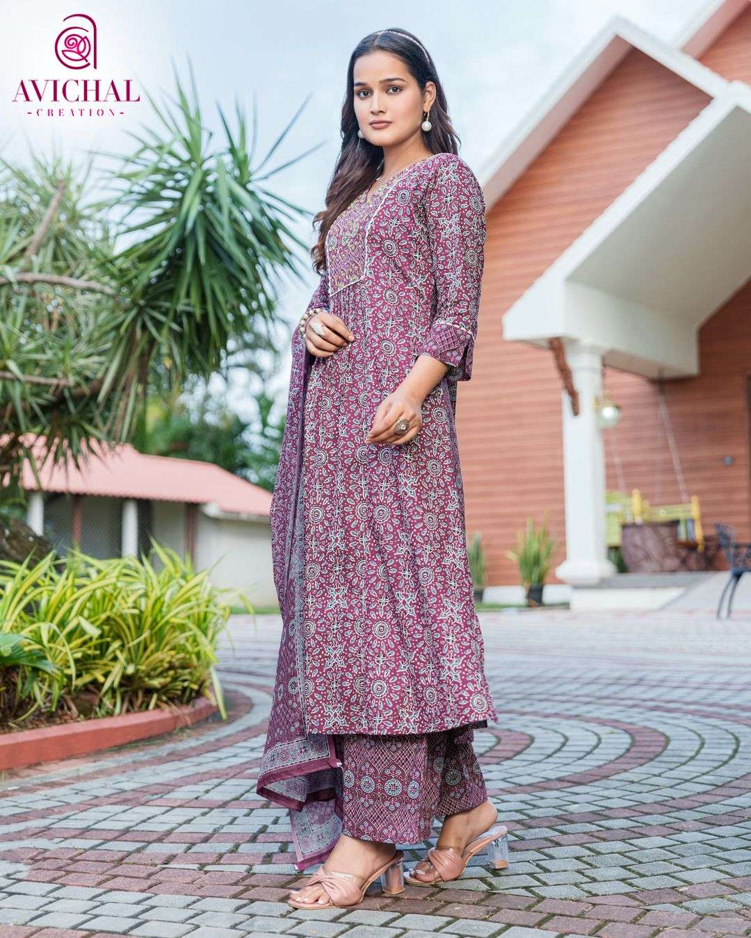 AVICHAL CREATION LAUNCH PURE COTTON PRINTED FABRIC WITH DELICATE HANDWORK KURTI SET COLLECTION