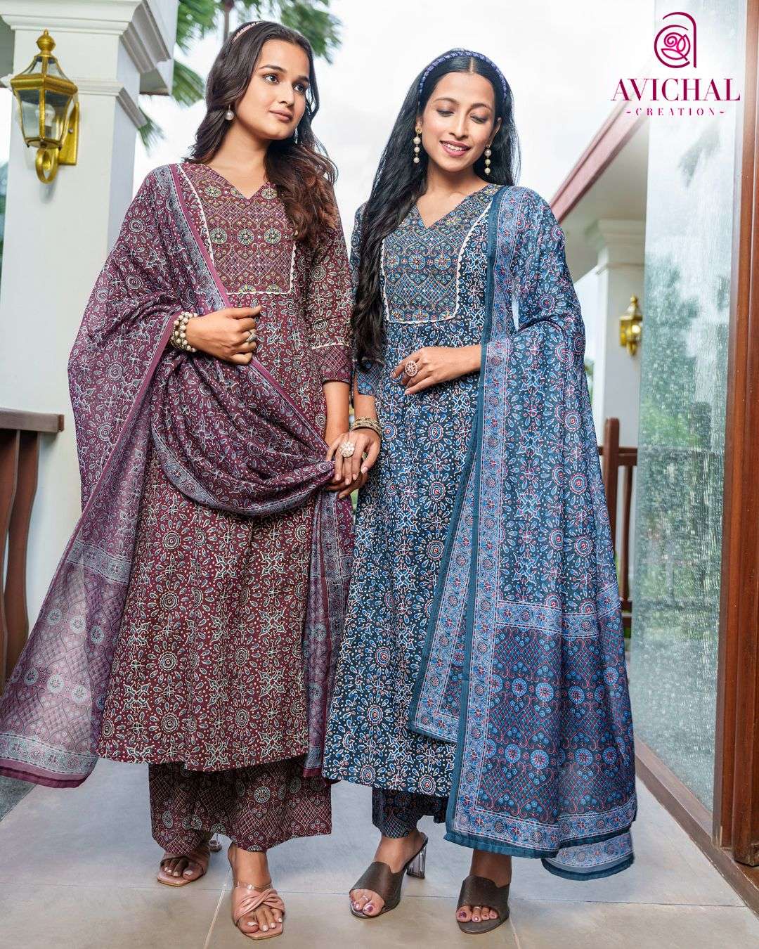 AVICHAL CREATION LAUNCH PURE COTTON PRINTED FABRIC WITH DELICATE HANDWORK KURTI SET COLLECTION