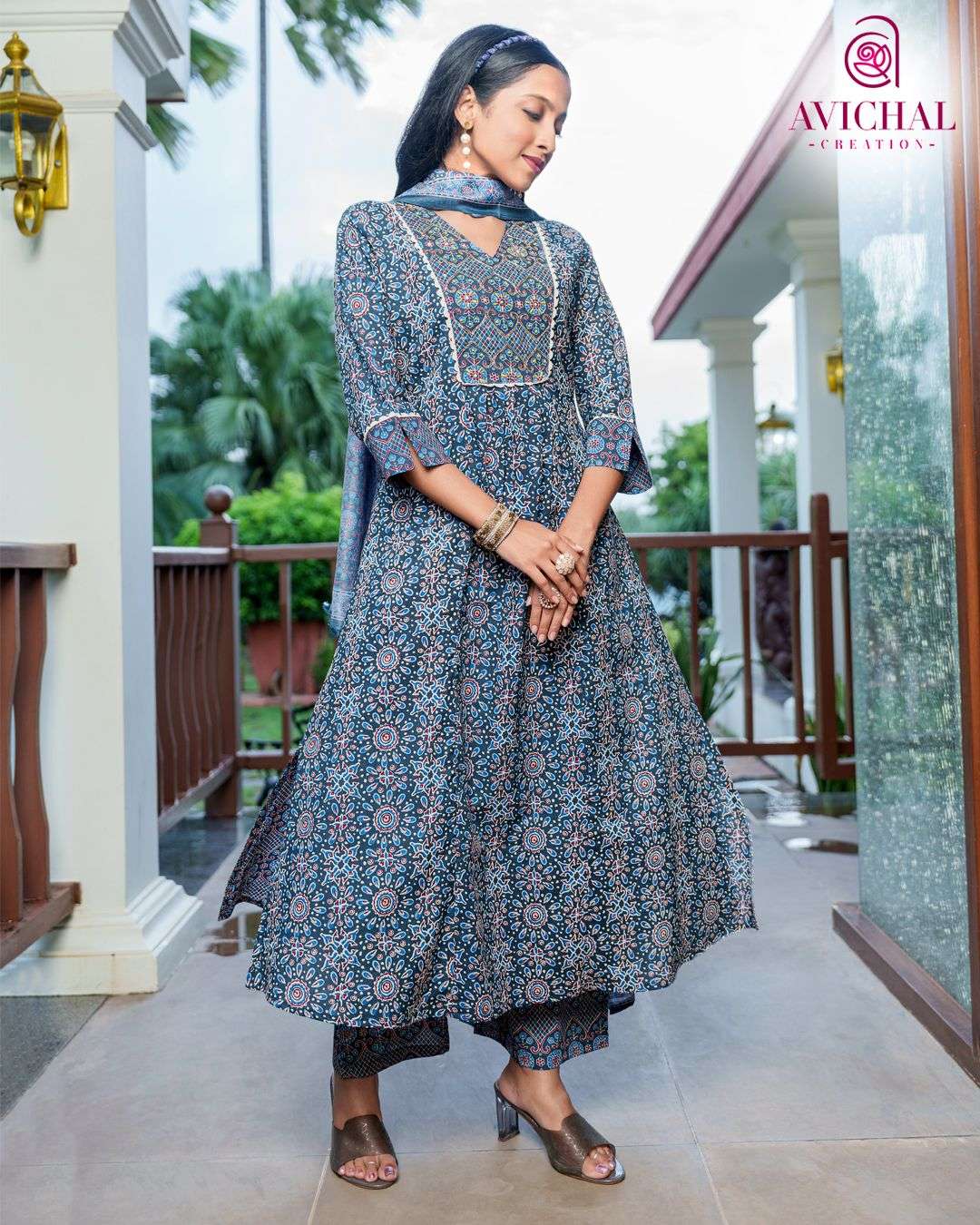 AVICHAL CREATION LAUNCH PURE COTTON PRINTED FABRIC WITH DELICATE HANDWORK KURTI SET COLLECTION