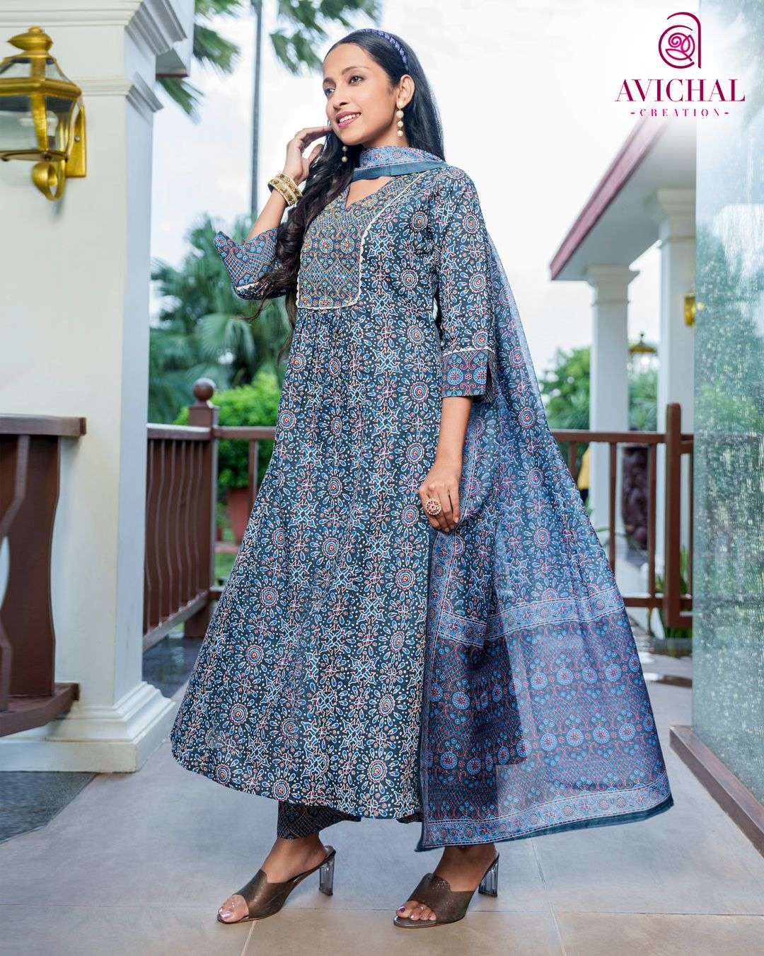 AVICHAL CREATION LAUNCH PURE COTTON PRINTED FABRIC WITH DELICATE HANDWORK KURTI SET COLLECTION