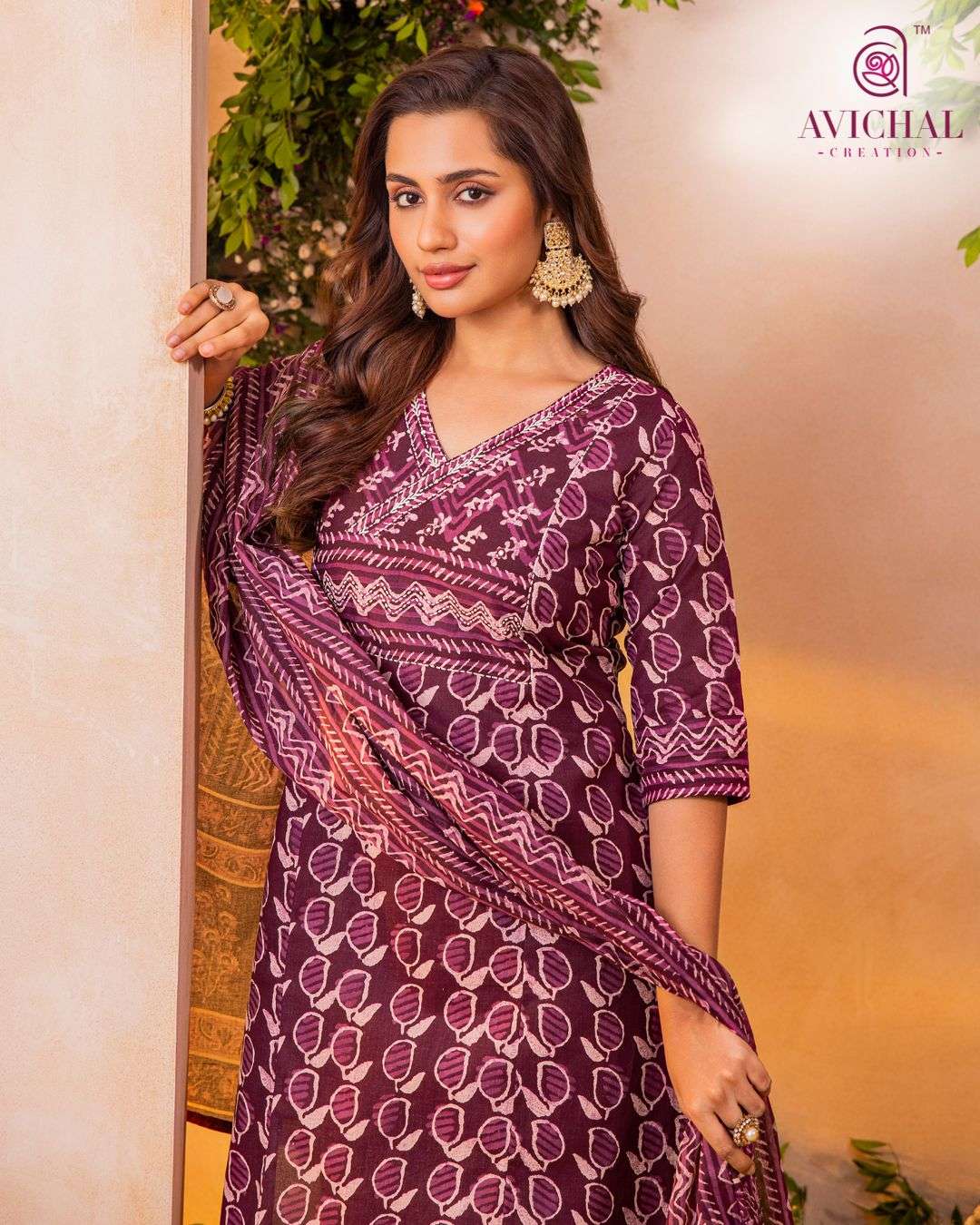 AVICHAL CREATION PURE COTTON PRINTED FABRIC WITH DELICATE HAND MIRROR WORK KURTI SET     