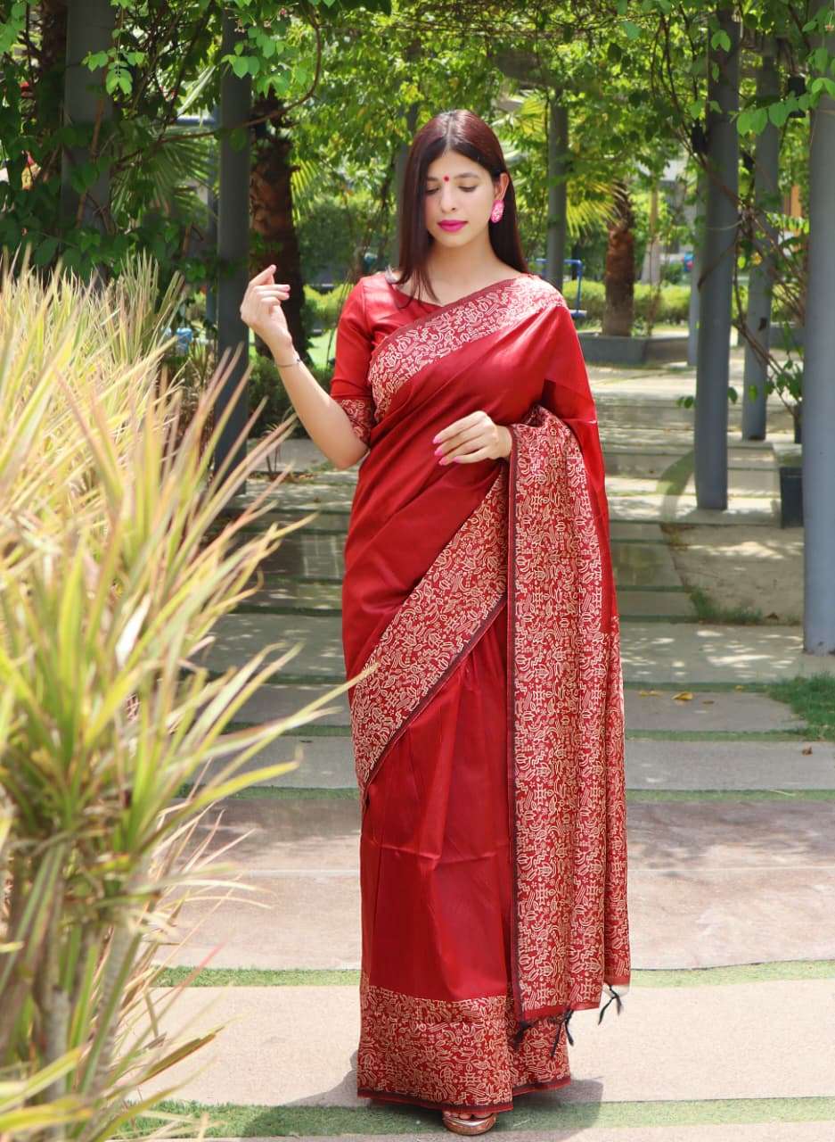 BANGLORI HANDLOOM RAW SILK SAREE WITH RICH WEVING PALLU AND RUNNING BLOUSE PIECE