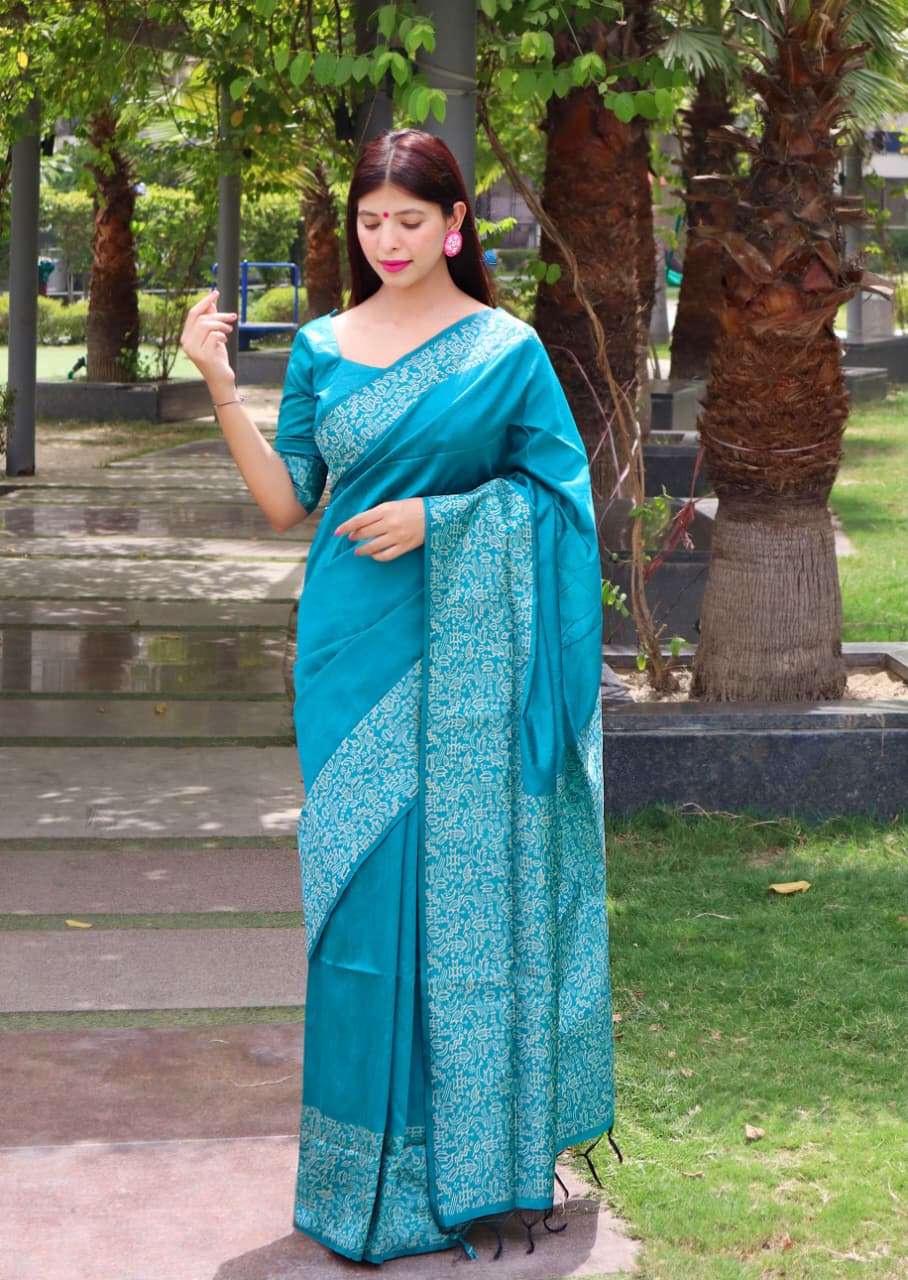 BANGLORI HANDLOOM RAW SILK SAREE WITH RICH WEVING PALLU AND RUNNING BLOUSE PIECE