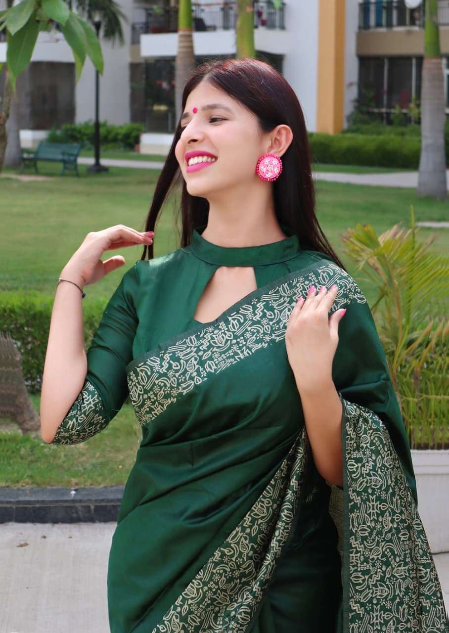 BANGLORI HANDLOOM RAW SILK SAREE WITH RICH WEVING PALLU AND RUNNING BLOUSE PIECE