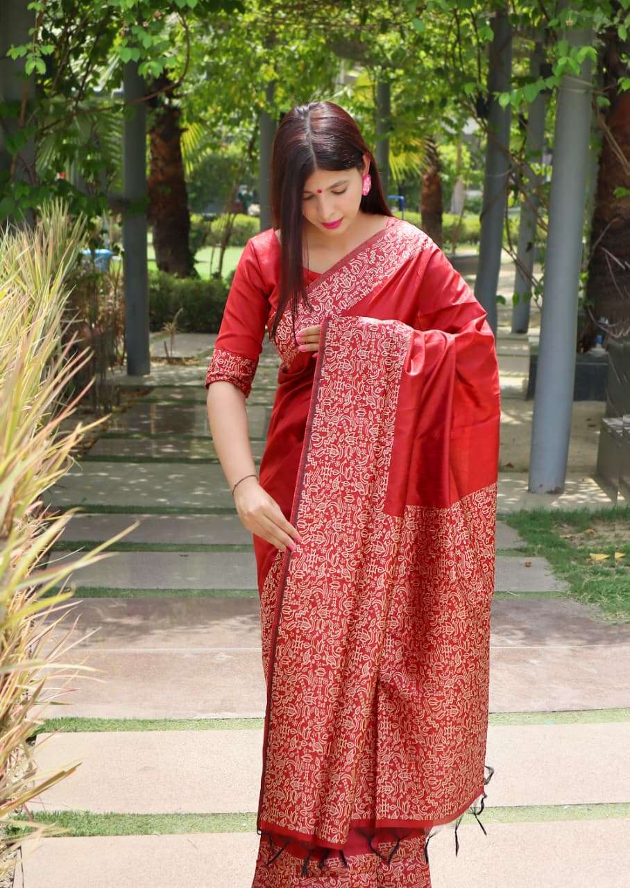 BANGLORI HANDLOOM RAW SILK SAREE WITH RICH WEVING PALLU AND RUNNING BLOUSE PIECE