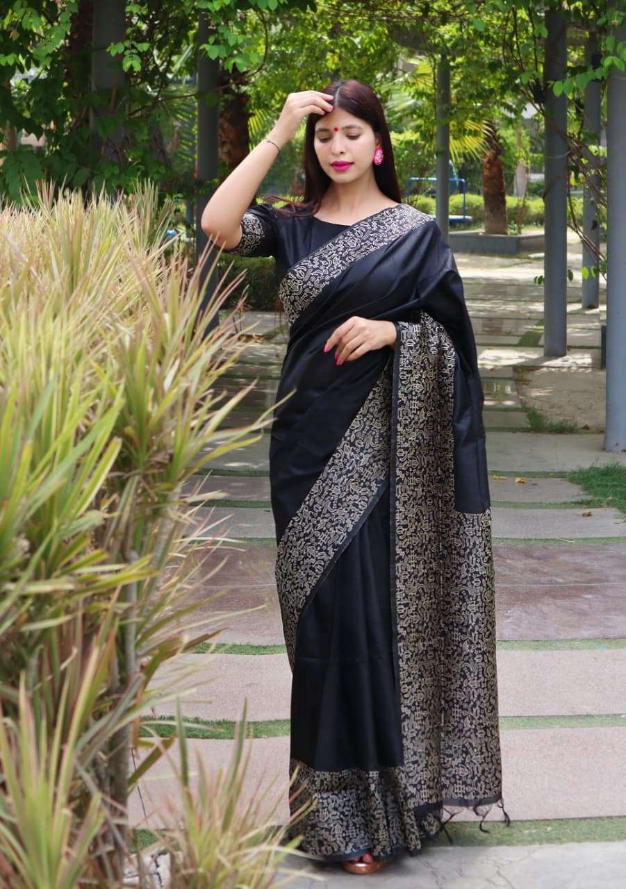 BANGLORI HANDLOOM RAW SILK SAREE WITH RICH WEVING PALLU AND RUNNING BLOUSE PIECE