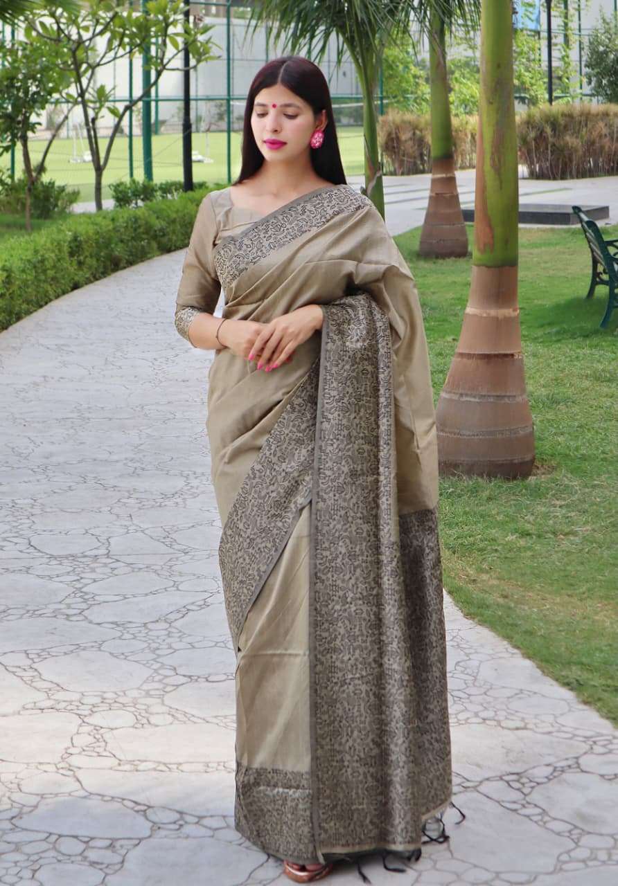 BANGLORI HANDLOOM RAW SILK SAREE WITH RICH WEVING PALLU AND RUNNING BLOUSE PIECE