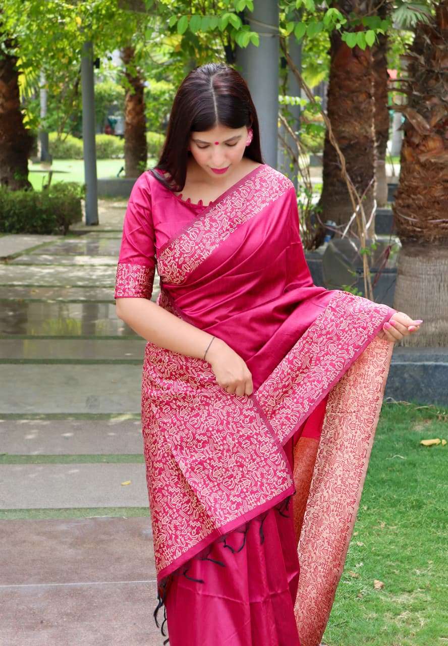 BANGLORI HANDLOOM RAW SILK SAREE WITH RICH WEVING PALLU AND RUNNING BLOUSE PIECE