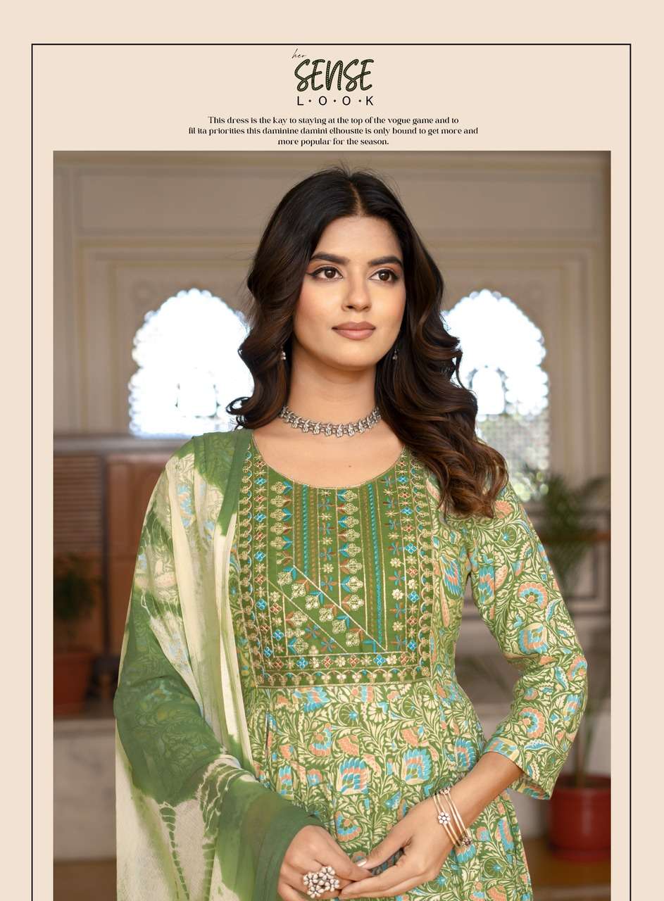 ERRAHA LAUNCHING PREMIUM QUALITY RAYON FABRIC ANARKALI STYLE DRESS TRISHA VOL - 5 CATALOG 