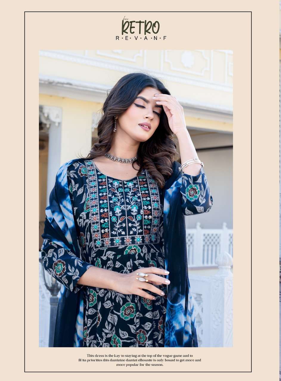 ERRAHA LAUNCHING PREMIUM QUALITY RAYON FABRIC ANARKALI STYLE DRESS TRISHA VOL - 5 CATALOG 