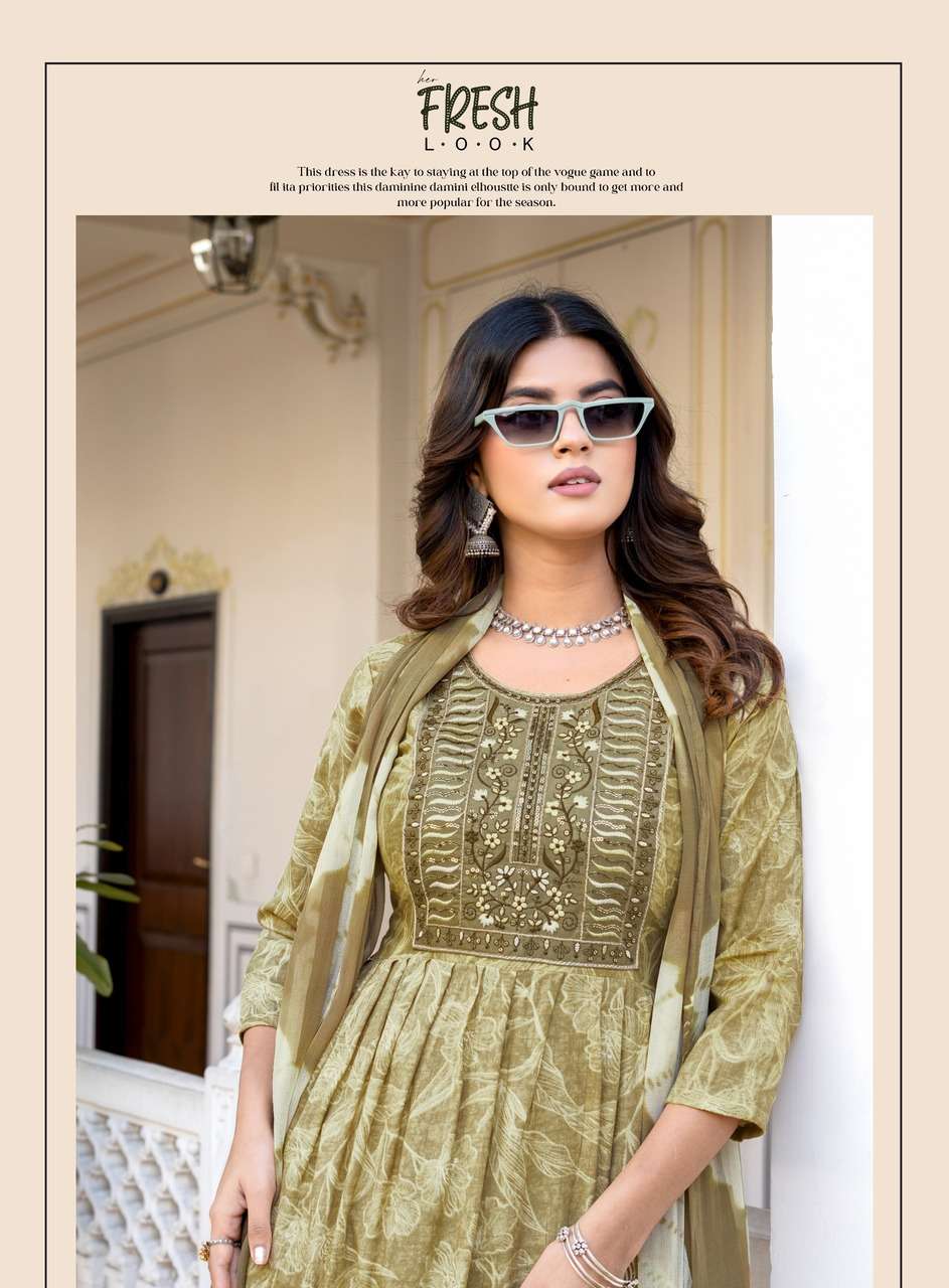 ERRAHA LAUNCHING PREMIUM QUALITY RAYON FABRIC ANARKALI STYLE DRESS TRISHA VOL - 5 CATALOG 