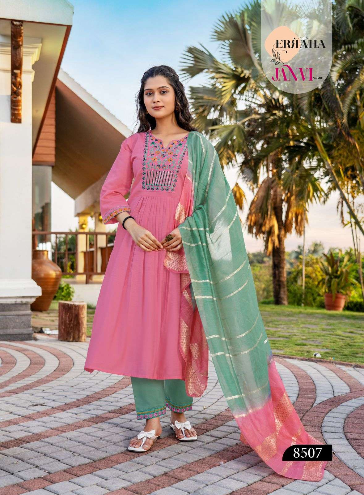ERRAHA LAUNCHING PREMIUM QUALITY VETICAN FABRIC KURTI SET JANVI VOL-1 