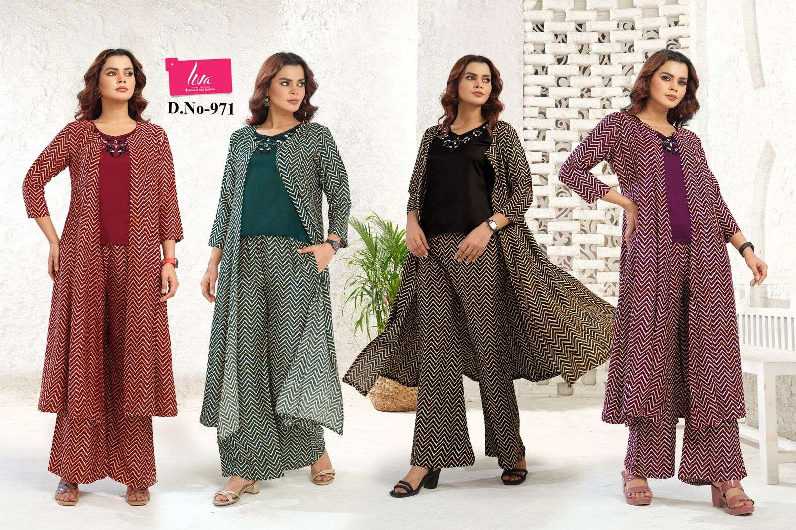 GAABAA LAUNCHING SUPER COOL LIVA GAJI PRINT JACKET AND BOTTOM CO-ORD SET                       