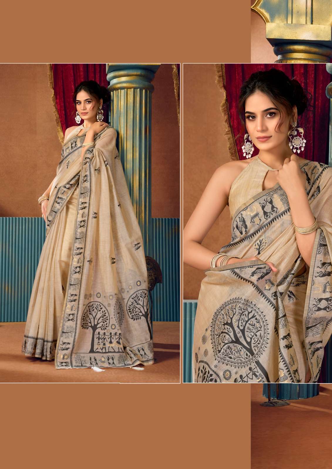 GOBUNI LAUNCHING MODAL WORLI WORK WITH PUMPUM ETHNIC SAREE SOWMYA VOL -2
