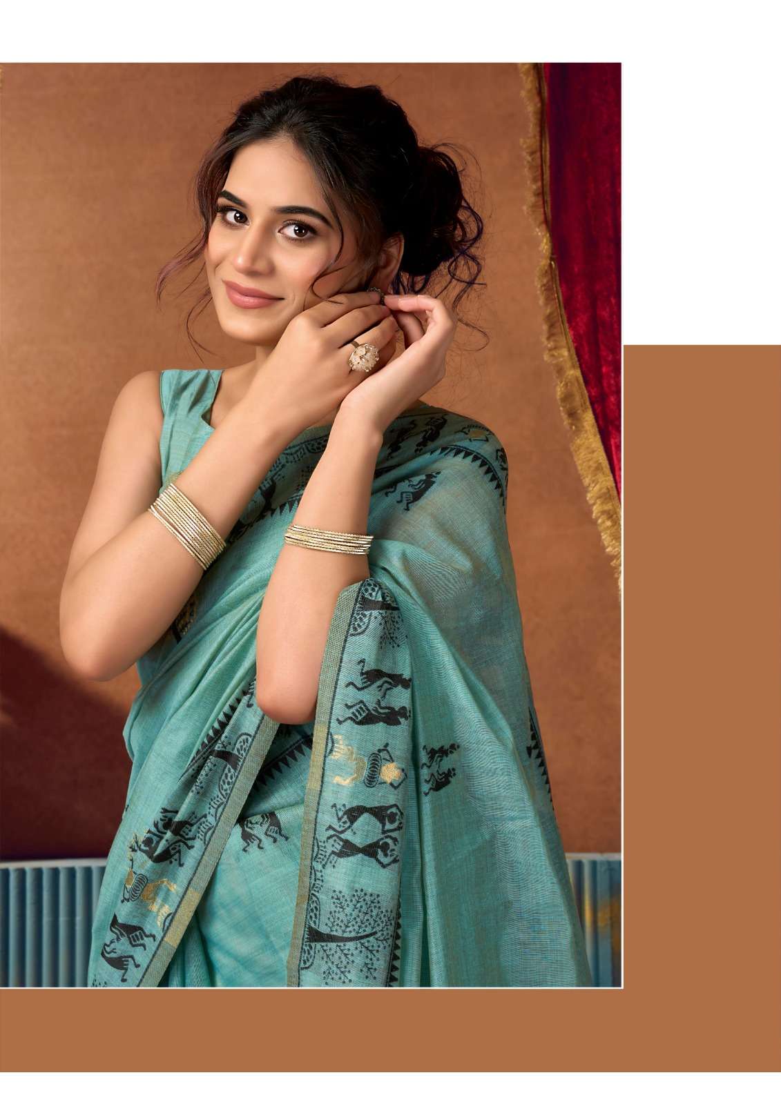 GOBUNI LAUNCHING MODAL WORLI WORK WITH PUMPUM ETHNIC SAREE SOWMYA VOL -2