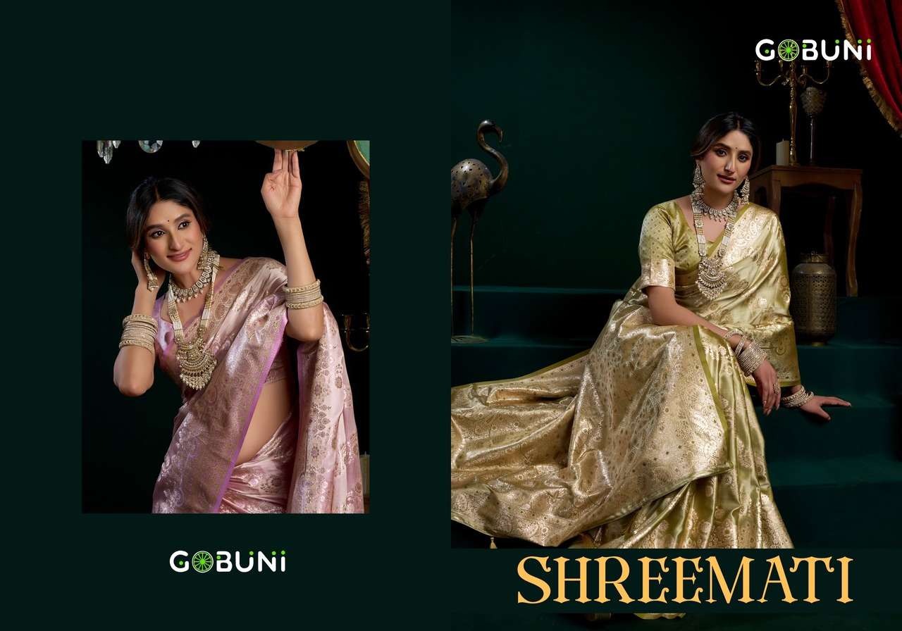 GOBUNI LAUNCHING PREMIUM SATIN SILK WITH FANCY SAREE SREEMATI CATALOG       