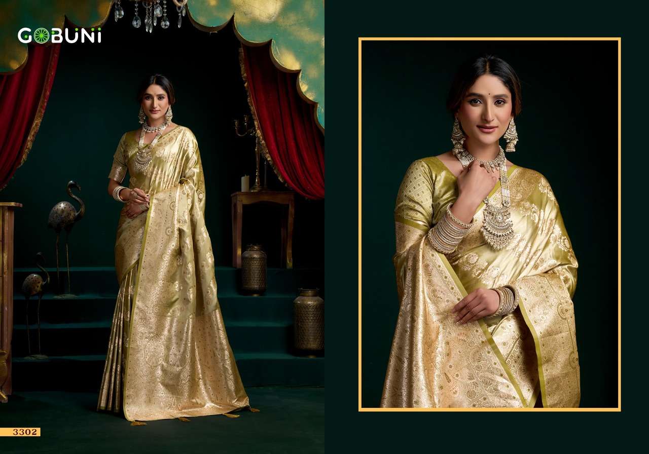 GOBUNI LAUNCHING PREMIUM SATIN SILK WITH FANCY SAREE SREEMATI CATALOG       