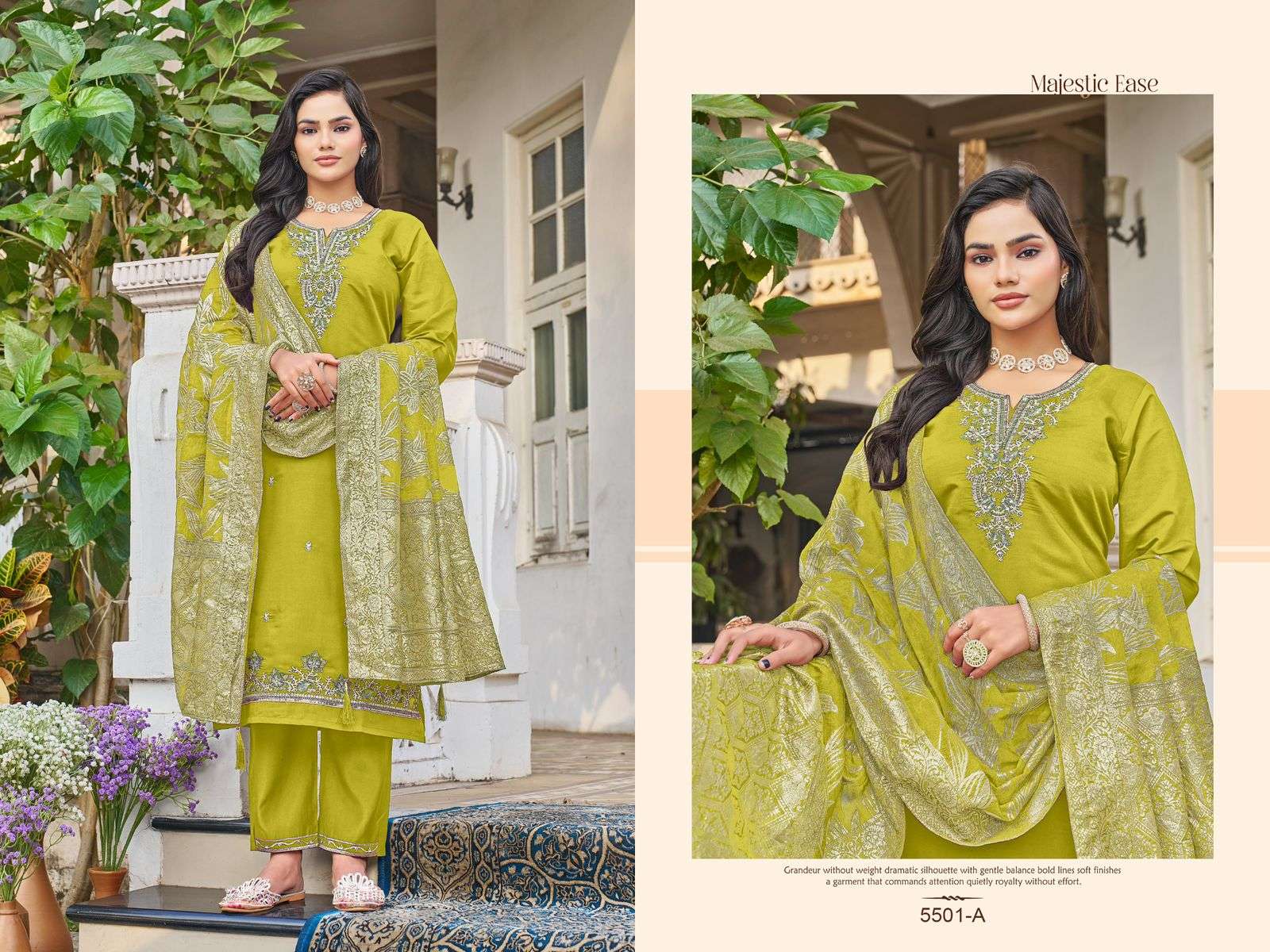 HEAVY VISCOSE ROMAN WITH HAND WORK KURTI SET COLLECTION
