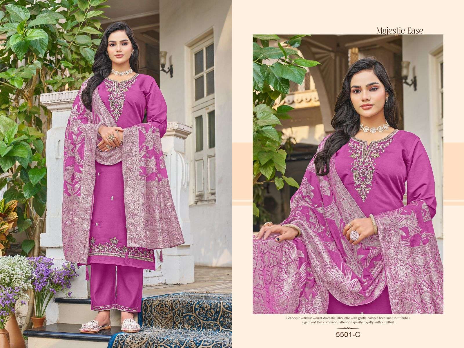 HEAVY VISCOSE ROMAN WITH HAND WORK KURTI SET COLLECTION