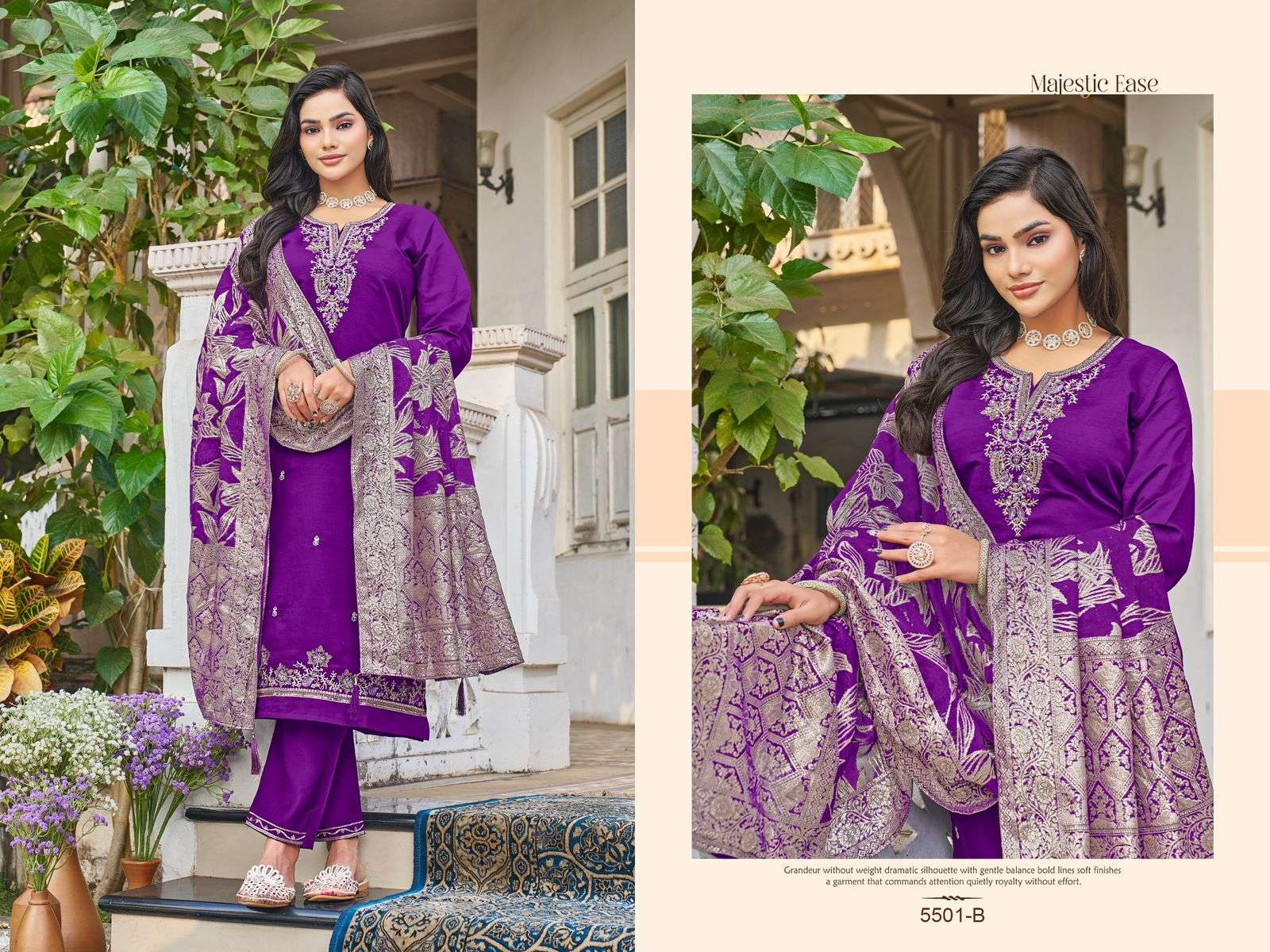 HEAVY VISCOSE ROMAN WITH HAND WORK KURTI SET COLLECTION