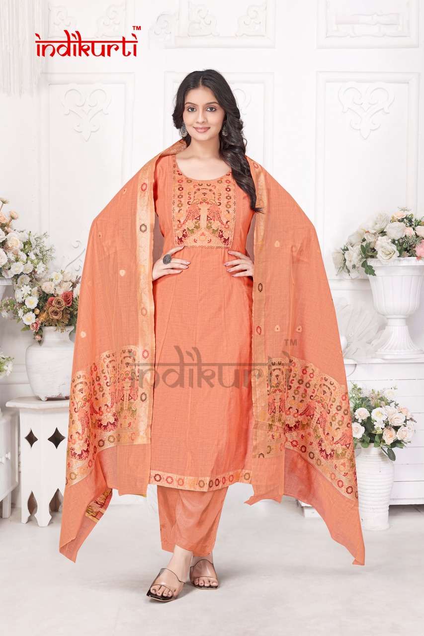INDIKURTI LAUNCH HEAVY JAMDANI JACQUARD KURTI SET COLLECTION
