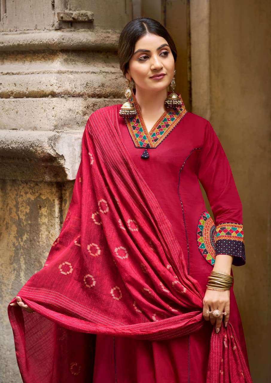 KARISSA LAUNCHING A-LINE TOP PANT DUPATTA WITH POCKET STYLE KASHMIRA CATALOG